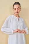 Shop_Grassroot By Anita Dongre_White Bamberg Linen Embroidery Cloud Sky Hand Kurta And Pant Set 