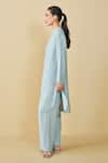 Buy_Grassroot By Anita Dongre_Blue Hemp Embroidery Anchor Stitchline Peek Into The Trees Kurta And Pant Set 