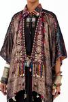 Buy_ASEEM KAPOOR_Multi Color Jacket- Velvet Embroidery Tribal Jacket Veni Skirt Set  