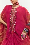 Aseem Kapoor_Pink Crepe Embroidery Round Neck Ritu Placket Kaftan With Trouser _at_Aza_Fashions