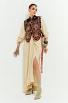 Buy_Aseem Kapoor_Beige Gilet Silk Embroidery Zuri Resham Thread Draped Skirt Set  _at_Aza_Fashions