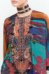 Aseem Kapoor_Multi Color Silk, Kuru Sequin Paisley Yoke Trapeze Kurta With Draped Skirt _Online_at_Aza_Fashions