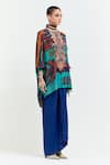Buy_Aseem Kapoor_Multi Color Silk, Kuru Sequin Paisley Yoke Trapeze Kurta With Draped Skirt _Online_at_Aza_Fashions