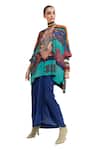 Shop_Aseem Kapoor_Multi Color Silk, Kuru Sequin Paisley Yoke Trapeze Kurta With Draped Skirt 