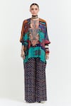 Buy_Aseem Kapoor_Multi Color Kuru Sequin Paisley Yoke Trapeze Kurta With Flared  _Online_at_Aza_Fashions