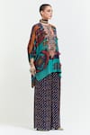 Buy_Aseem Kapoor_Multi Color Kuru Sequin Paisley Yoke Trapeze Kurta With Flared  