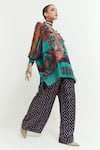 Shop_Aseem Kapoor_Multi Color Kuru Sequin Paisley Yoke Trapeze Kurta With Flared  