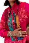 Aseem Kapoor_Pink Crepe Beads Collared Atri Collage Print Embellished Shirt _Online_at_Aza_Fashions