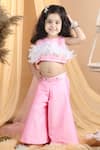 Buy_The little celebs_Pink Silk Hand Embroidered Beads Crop Top And Palazzo Set 