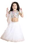 Buy_The little celebs_White Organza Embroidered Floral Blouse Lehenga Set 