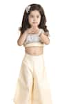 Buy_The little celebs_Beige Silk Hand Embroidered Beads Crop Top And Palazzo Set _Online_at_Aza_Fashions