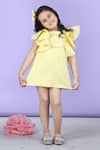 Buy_The little celebs_Yellow Scuba Solid Ruffled Sleeve A-line Dress _Online_at_Aza_Fashions