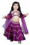 The little celebs_Purple Silk Embroidered Gota Lehenga Set _Online_at_Aza_Fashions