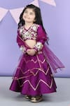 Shop_The little celebs_Purple Silk Embroidered Gota Lehenga Set _Online_at_Aza_Fashions