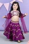 Buy_The little celebs_Purple Silk Embroidered Gota Lehenga Set _at_Aza_Fashions