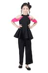 Buy_The little celebs_Black Imported Crepe Solid Peplum Top And Pant Set _Online_at_Aza_Fashions