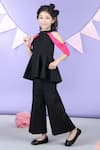 Buy_The little celebs_Black Imported Crepe Solid Peplum Top And Pant Set 