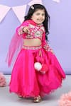 Buy_The little celebs_Pink Silk Embroidered Floral Sequins Blouse Lehenga Set _Online_at_Aza_Fashions