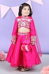 Buy_The little celebs_Pink Silk Embroidered Floral Sequins Blouse Lehenga Set 