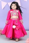 Buy_The little celebs_Pink Silk Embroidered Floral Sequins Blouse Lehenga Set _at_Aza_Fashions