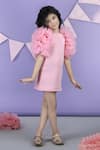 Buy_The little celebs_Pink Imported Crepe Solid Ruffled Sleeve Dress _Online_at_Aza_Fashions