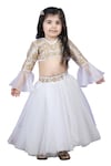 The little celebs_White Silk Embroidered Gota Blouse And Lehenga Set _Online_at_Aza_Fashions