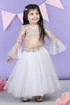 Buy_The little celebs_White Silk Embroidered Gota Blouse And Lehenga Set _Online_at_Aza_Fashions