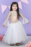 Buy_The little celebs_White Silk Embroidered Gota Blouse And Lehenga Set _at_Aza_Fashions