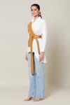 Naintara Bajaj_White Derby Cotton Solid Shirt Collared Armour With Jacket_Online_at_Aza_Fashions