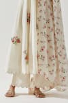 Buy_Label Earthen_Ivory Cotton Embroidery, Mirrors Round Neck Floral Anarkali Pant Set _Online_at_Aza_Fashions
