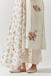 Shop_Label Earthen_Ivory Cotton Embroidery Round Neck Floral Kurta Pant Set _Online_at_Aza_Fashions