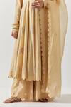Buy_Label Earthen_Beige , Satin Embroidery, Mirrors Floral Resham Anarkali Pant Set 