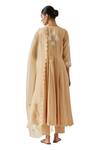Shop_Label Earthen_Beige Cotton Embroidery V-neck Floral Anarkali With Pant 