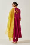 Shop_Label Earthen_Magenta , Satin Embroidery, Floral Bloom Anarkali With Pant _at_Aza_Fashions