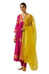 Label Earthen_Magenta , Satin Embroidery, Floral Bloom Anarkali With Pant _Online_at_Aza_Fashions