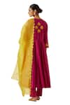 Buy_Label Earthen_Magenta , Satin Embroidery, Floral Bloom Anarkali With Pant 