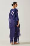 Shop_Label Earthen_Blue Cotton Embroidery Split V-neck Floral Bloom Kurta With Pant _at_Aza_Fashions