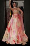 Mahima Mahajan_Multi Color Organza Printed Rang Deep V Neck Kishwar Lehenga Set _at_Aza_Fashions