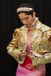Mahima Mahajan_Gold Cotton Moss Embroidered Sequins Lapel Collar Alizeh Jacket _Online_at_Aza_Fashions