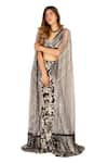 Buy_Mehul Gupta_Silver Net And Lycra Hand Embroidery Sequins V Neck Abstract Lehenga With Blouse _Online_at_Aza_Fashions