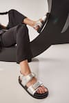 Shop Oroh Silver Double Strap Flat Sandals Online at Aza Fashions Shop_Oroh_Silver Double Strap Flat Sandals _Online_at_Aza_Fashions