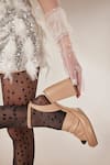 Oroh_Beige Prato Ruched Strap Block Heels_at_Aza_Fashions