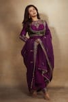 Buy_Irrau by Samir Mantri_Purple Kurta And Salwar Pure Raw Silk Embroidery Sequin Kurta Set With Bolero _at_Aza_Fashions