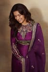 Buy_Irrau by Samir Mantri_Purple Kurta And Salwar Pure Raw Silk Embroidery Sequin Kurta Set With Bolero 