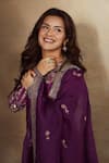 Shop_Irrau by Samir Mantri_Purple Kurta And Salwar Pure Raw Silk Embroidery Sequin Kurta Set With Bolero 