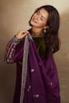 Irrau by Samir Mantri_Purple Kurta And Salwar Pure Raw Silk Embroidery Sequin Kurta Set With Bolero _Online