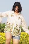 Buy_Label Earthen_Ivory Chanderi Printed Polka Dots Collar Embroidered And Shirt  _at_Aza_Fashions