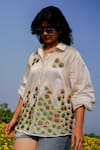 Shop_Label Earthen_Ivory Chanderi Printed Polka Dots Collar Embroidered And Shirt  _Online_at_Aza_Fashions