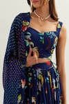 Buy_Label Earthen_Blue Viscose Crepe Silk Botanical Sweetheart Heze Pattern Lehenga Set _Online_at_Aza_Fashions