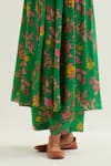 Label Earthen_Green Viscose Crepe Silk Floral V Heze Pattern Anarkali With Dupatta  _at_Aza_Fashions